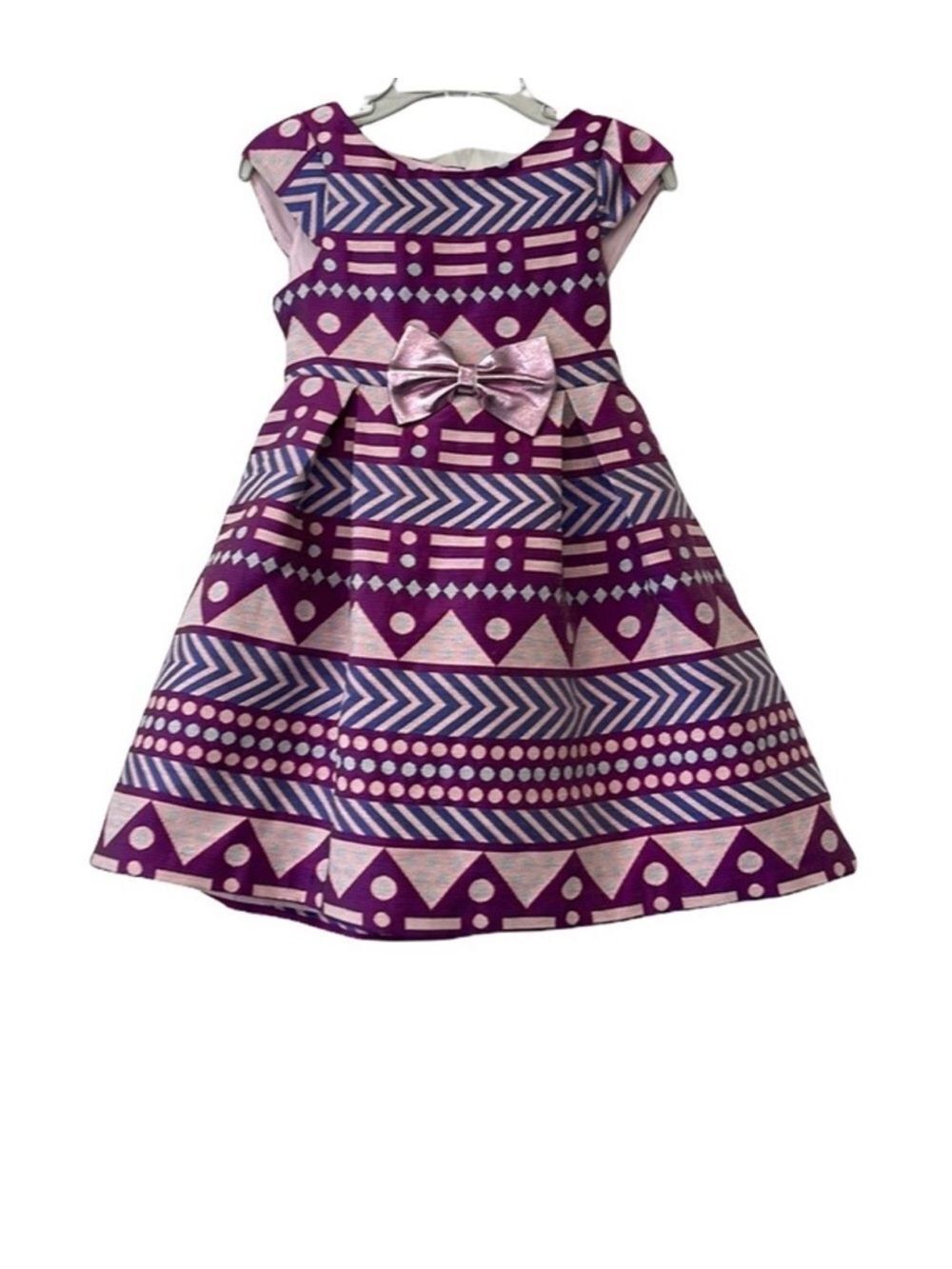 Pippa & Julie Brocade Party Dress Girls 3T Pink Purple Bow Holiday Wedding